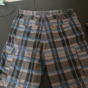Burnside Blue and Gray Plaid Shorts